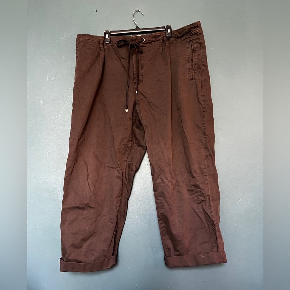 Anthropologie Brown Drawstring Pants Size 2X Relaxed Fit